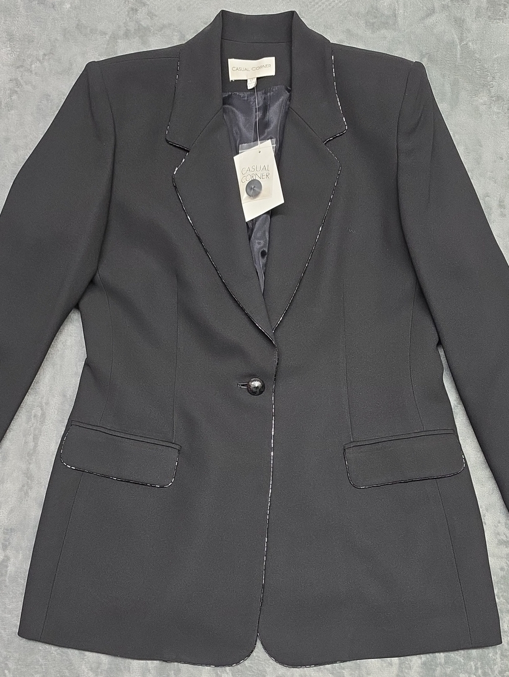 Casual Corner Black Single-Button Notch Lapel Blazer Sz 12